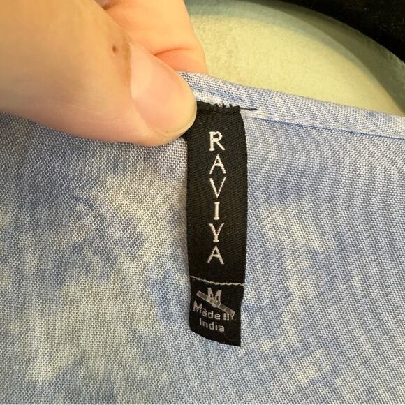 Raviya Women's Blue Tie-Dyed Lace Trim Bell-Sleeve Tiered Cover-Up Medium NWT - Picture 11 of 12